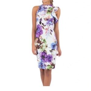 Black Halo Floral Midi Dress - Purple and Green